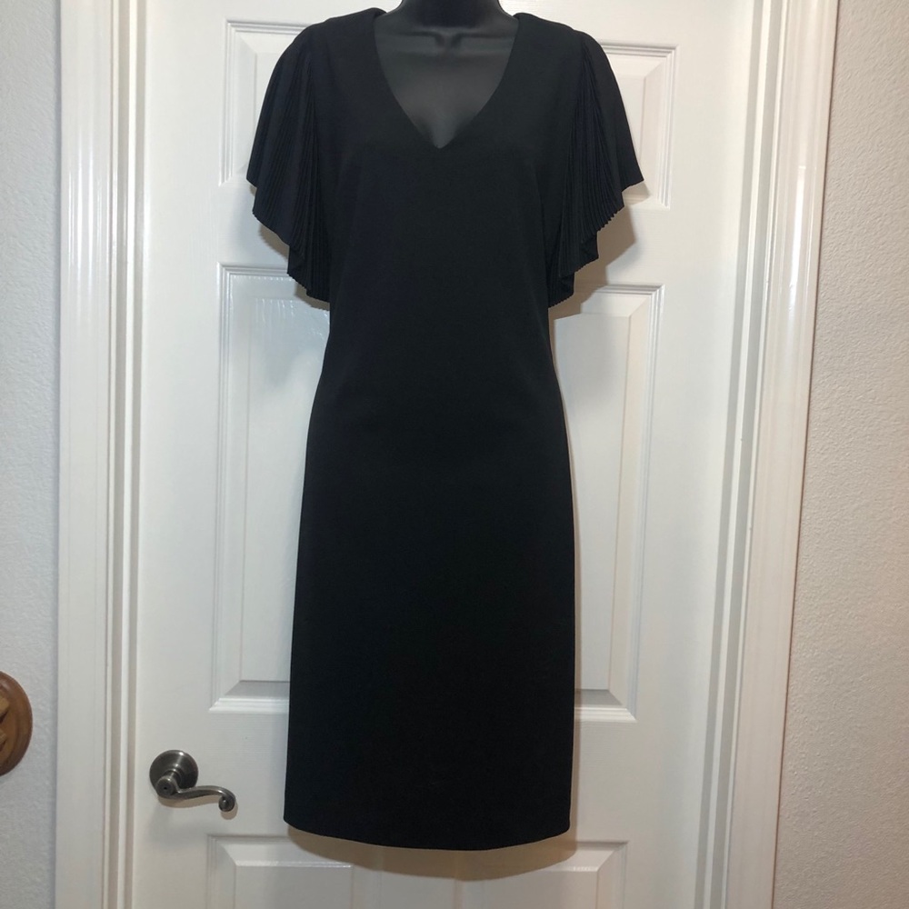 Eliza J Dress Black Flutter Sleeve V Neck Plus 16